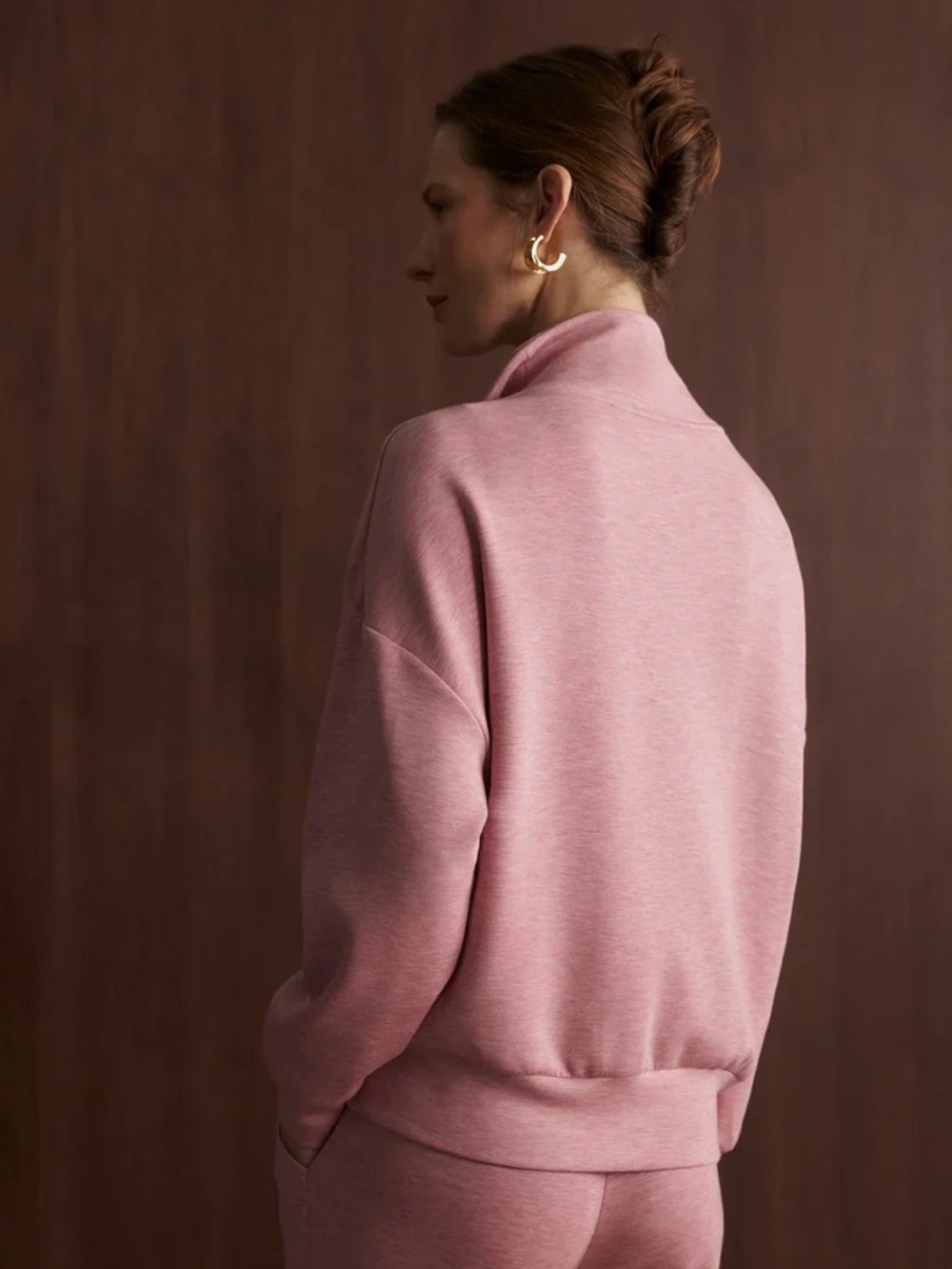 Varley | Hawley Sweat 1/2 Zip Pullover | Large | Rose Marl - Picture 5 of 13